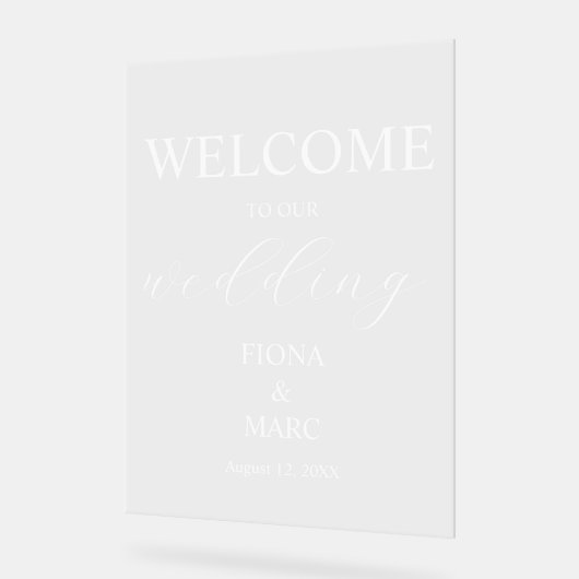 Welkom bruiloft elegant acryl bord (Hoek)