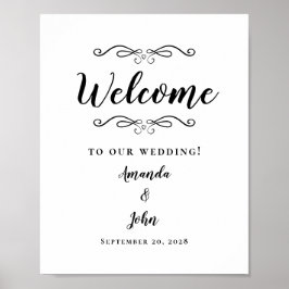 Welkom bruiloft Elegant Calligraphy Black & White Poster