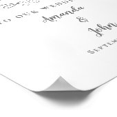 Welkom Bruiloft Elegante Calligrafie Grijs Wit Poster (Hoek)