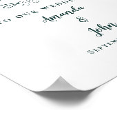 Welkom Bruiloft Elegante Kalligrafie Emerald Green Poster (Hoek)