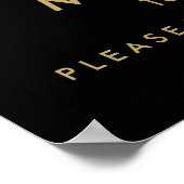 Welkom bruiloft en hashtag | Zwart en goud Poster (Hoek)