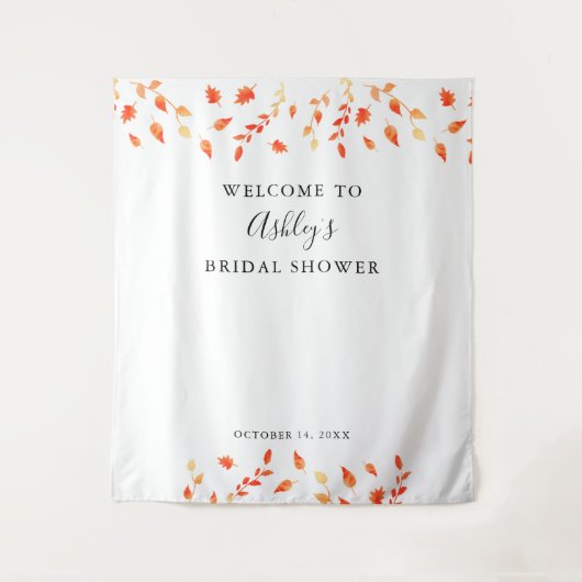 Welkom Bruiloft Feestje Herfst Herfstloof Bladeren Wandkleed (Voorkant)