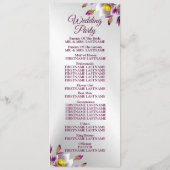 Welkom bruiloft Floral Pink Paars Silver Elegant Programmakaart (Achterkant)