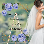 Welkom bruiloft Gold Glitter Geo Blue Floral Acryl Bord