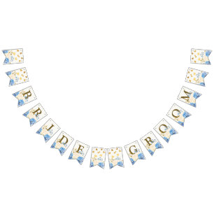 Welkom bruiloft Golden Blue Yellow Floral Vlaggetjes