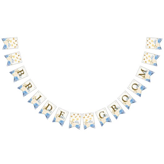 Welkom bruiloft Golden Blue Yellow Floral Vlaggetjes (Alle)