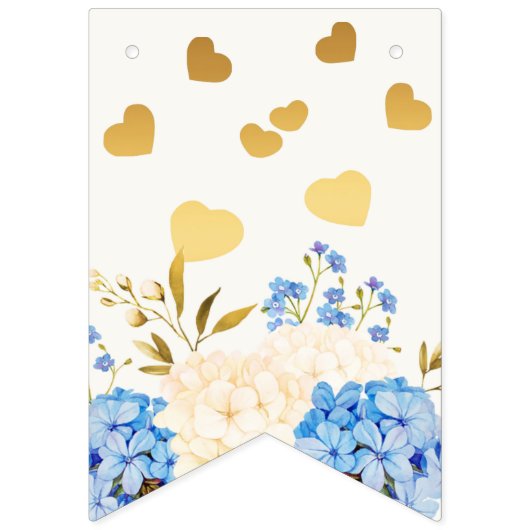 Welkom bruiloft Golden Blue Yellow Floral Vlaggetjes (Tweede vlag)