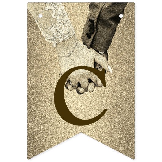 Welkom bruiloft Golden Glitter Bride Groom Vlaggetjes (Eerste vlag)