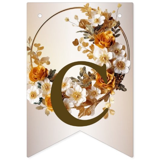 Welkom Bruiloft Gouden Sinaasappel Witte Bloemen Vlaggetjes (Eerste vlag)