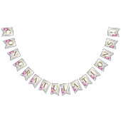 Welkom Bruiloft Kleurrijke Roze Bloemen Gouden Vlaggetjes (Alle)