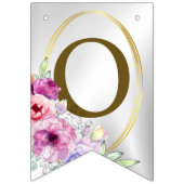 Welkom Bruiloft Kleurrijke Roze Bloemen Gouden Vlaggetjes (Tweede vlag)