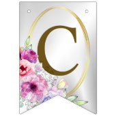 Welkom Bruiloft Kleurrijke Roze Bloemen Gouden Vlaggetjes (Eerste vlag)