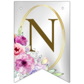 Welkom Bruiloft Kleurrijke Roze Bloemen Gouden Vlaggetjes (Derde vlag)