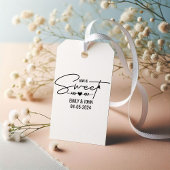 Welkom bruiloft liefde is zoete hart kalligrafie cadeaulabel