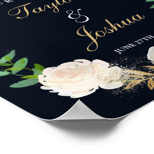 Welkom bruiloft, marineslag Floral Wreath Poster (Hoek)