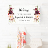 Welkom bruiloft Marsala Flowers Banner (Insitu)