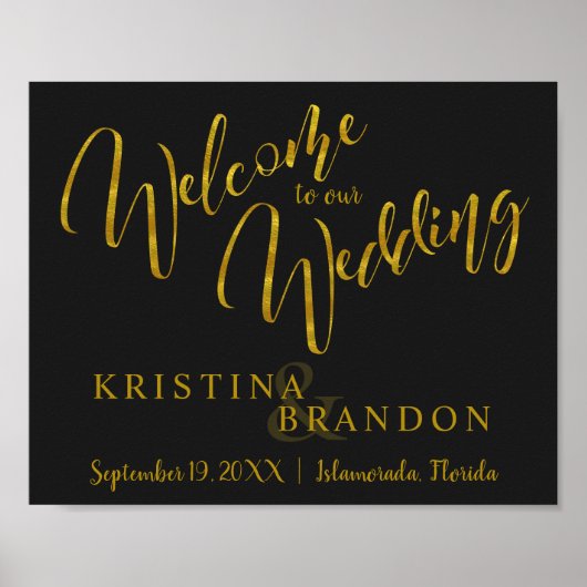 Welkom bruiloft met Faux Gold Foil Lettering Poster (Voorkant)