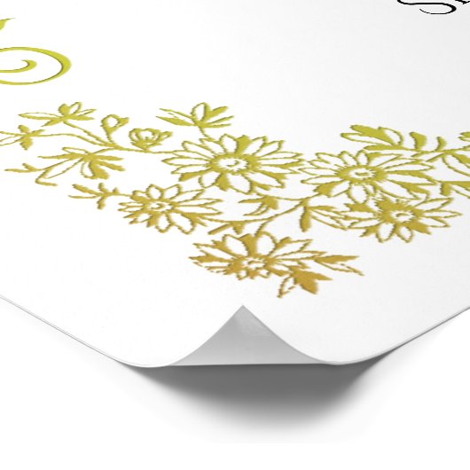 Welkom bruiloft met Gold Fancy Floral Design Poster (Hoek)