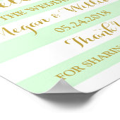 Welkom bruiloft Mint Stripes Gold Confetti Poster (Hoek)