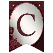 Welkom Bruiloft Monogram Rode Roze Bloemen Vlaggetjes (Eerste vlag)