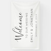 Welkom bruiloft Names Datum Zwart Spandoek (Verticaal)