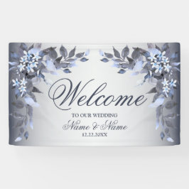 Welkom bruiloft Navy Blue Decor Floral Spandoek