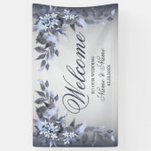 Welkom bruiloft Navy Blue Decor Floral Spandoek (Verticaal)