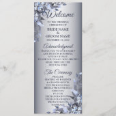 Welkom bruiloft Navy Blue Floral Silver Elegant Programmakaart (Voorkant)