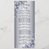 Welkom bruiloft Navy Blue Floral Silver Elegant Programmakaart (Achterkant)