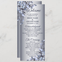 Welkom bruiloft Navy Blue Floral Silver Elegant Programmakaart