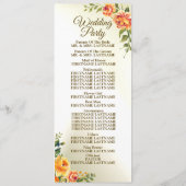 Welkom bruiloft Oranje Gele Rode Floral Greenery Programmakaart (Achterkant)