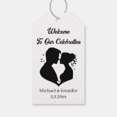 Welkom bruiloft paar illustratie cadeaulabel (Achterkant)