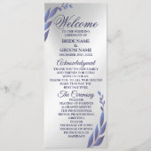 Welkom bruiloft Paars Blue Floral Silver Modern Programmakaart (Voorkant)