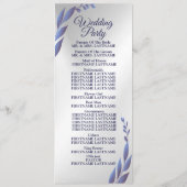 Welkom bruiloft Paars Blue Floral Silver Modern Programmakaart (Achterkant)