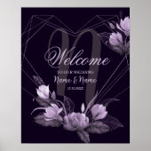 Welkom bruiloft Paars Floral Violet Lijst Poster (Voorkant)