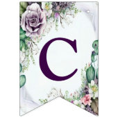 Welkom bruiloft Paarse Floral Green Foliage Vlaggetjes (Eerste vlag)