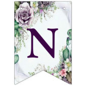 Welkom bruiloft Paarse Floral Green Foliage Vlaggetjes (Derde vlag)