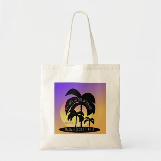 Welkom bruiloft palmboom kleurig tote bag (Voorkant)