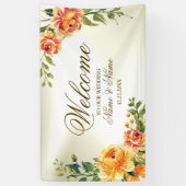 Welkom bruiloft Partij Oranje Gele Rode Floral Spandoek (Verticaal)