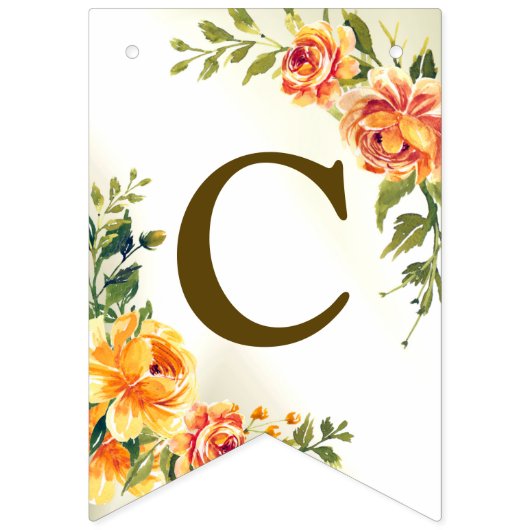 Welkom bruiloft Partij Oranje Gele Rode Floral Vlaggetjes (Eerste vlag)