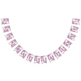 Welkom bruiloft Partij Roze Bloemen Legant Modern Vlaggetjes