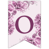 Welkom bruiloft Partij Roze Bloemen Legant Modern Vlaggetjes (Tweede vlag)