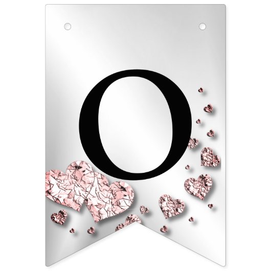 Welkom Bruiloft Partij Roze Perzik Glanzende Harte Vlaggetjes (Tweede vlag)