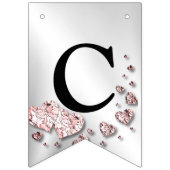 Welkom Bruiloft Partij Roze Perzik Glanzende Harte Vlaggetjes (Eerste vlag)