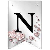 Welkom Bruiloft Partij Roze Perzik Glanzende Harte Vlaggetjes (Derde vlag)