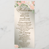 Welkom Bruiloft Party Waterverf Perzik Bloemen Programmakaart (Voorkant)