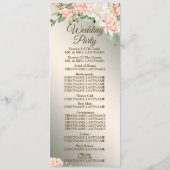 Welkom Bruiloft Party Waterverf Perzik Bloemen Programmakaart (Achterkant)
