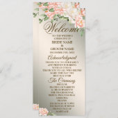 Welkom Bruiloft Party Waterverf Perzik Bloemen Programmakaart (Voorkant / Achterkant)