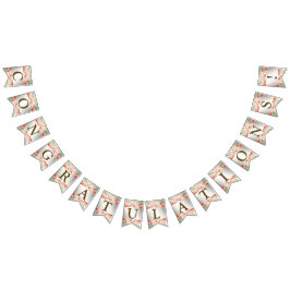 Welkom bruiloft Peach Sinaasappel Floral Rustic Vlaggetjes