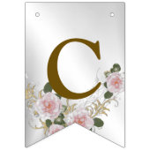 Welkom bruiloft Pink Floral Silver Elegant Vlaggetjes (Eerste vlag)